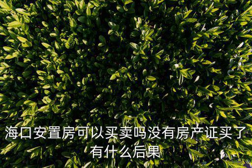 海口安置房可以買賣嗎沒有房產證買了有什么后果