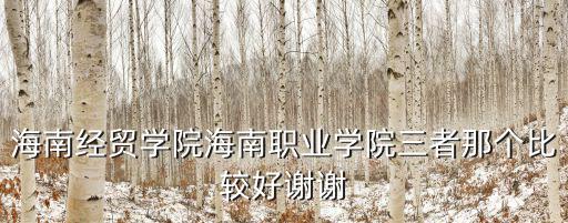 海南經貿學院海南職業學院三者那個比較好謝謝