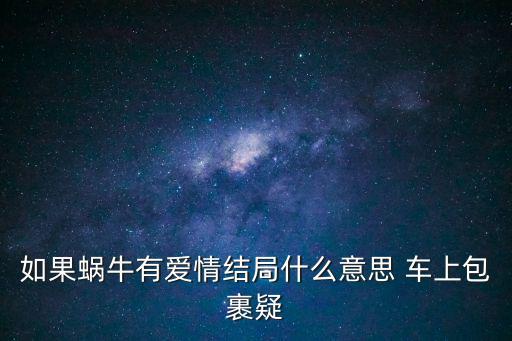 如果蝸牛有愛情電視劇，如果蝸牛有愛情結局什么意思 車上包裹疑
