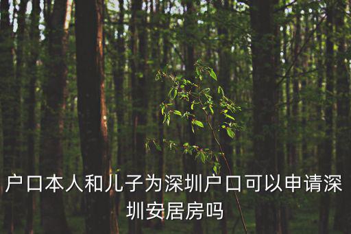 戶口本人和兒子為深圳戶口可以申請深圳安居房嗎