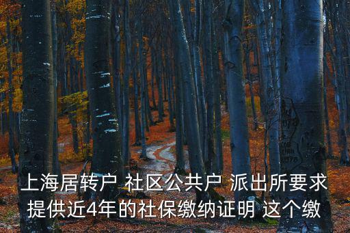 上海居轉戶 社區公共戶 派出所要求提供近4年的社保繳納證明 這個繳