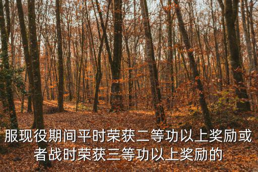 服現役期間平時榮獲二等功以上獎勵或者戰時榮獲三等功以上獎勵的