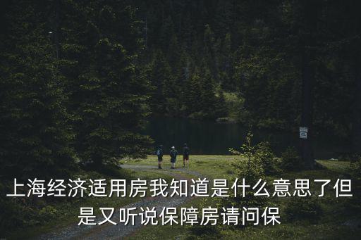 上海經(jīng)濟適用房我知道是什么意思了但是又聽說保障房請問保