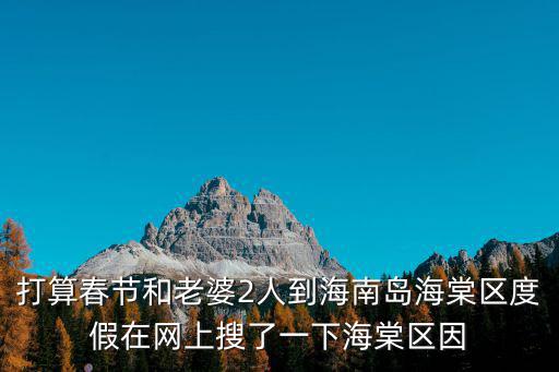 打算春節和老婆2人到海南島海棠區度假在網上搜了一下海棠區因