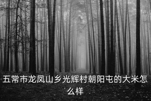 五常市龍鳳山鄉光輝村朝陽屯的大米怎么樣