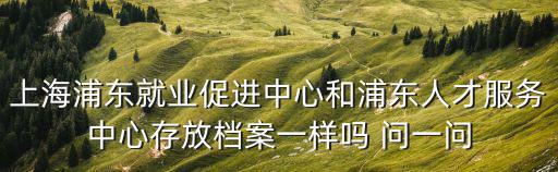 上海浦東就業促進中心和浦東人才服務中心存放檔案一樣嗎 問一問