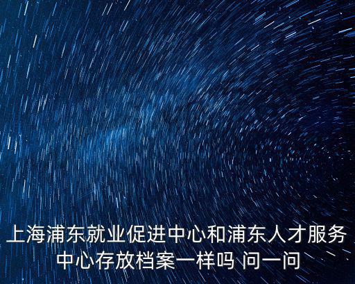 上海浦東就業促進中心和浦東人才服務中心存放檔案一樣嗎 問一問