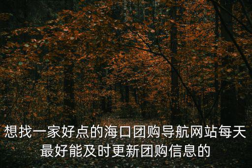 想找一家好點的海口團購導航網站每天最好能及時更新團購信息的