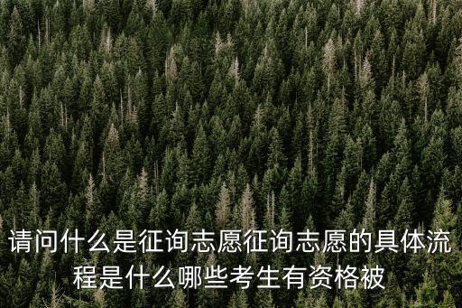 請問什么是征詢志愿征詢志愿的具體流程是什么哪些考生有資格被