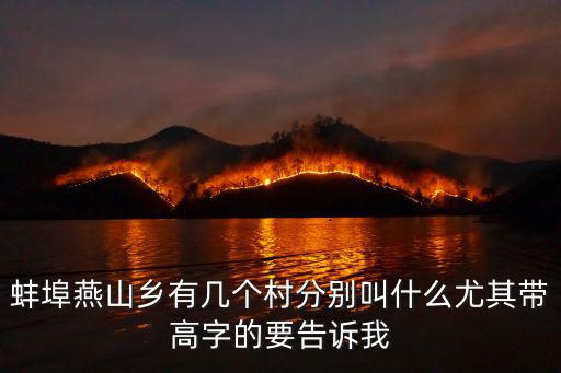 蚌埠燕山鄉有幾個村分別叫什么尤其帶高字的要告訴我