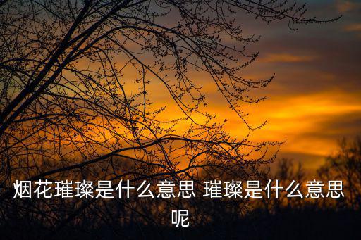 璀璨煙火，煙花璀璨是什么意思
