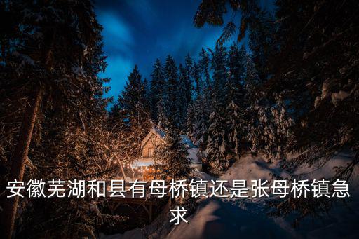 安徽蕪湖和縣有母橋鎮還是張母橋鎮急求