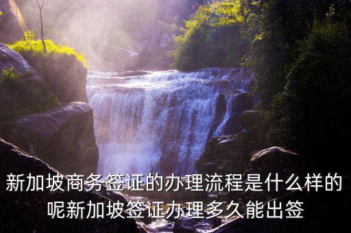 新加坡商務簽證的辦理流程是什么樣的呢新加坡簽證辦理多久能出簽
