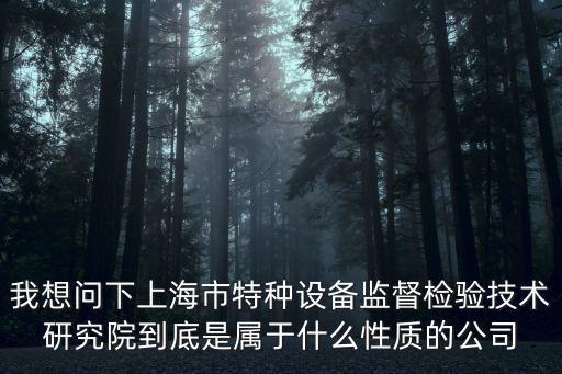 我想問下上海市特種設備監督檢驗技術研究院到底是屬于什么性質的公司