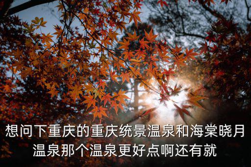 想問下重慶的重慶統景溫泉和海棠曉月溫泉那個溫泉更好點啊還有就