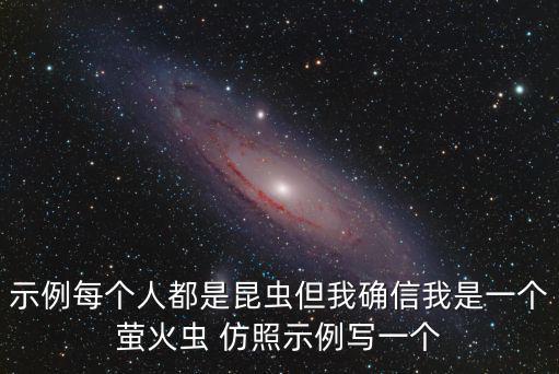 我是霸王，示例每個人都是昆蟲但我確信我是一個螢火蟲 仿照示例寫一個