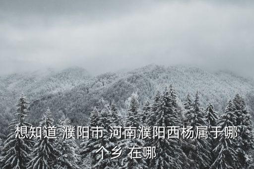 想知道 濮陽市 河南濮陽西楊屬于哪個(gè)鄉(xiāng) 在哪