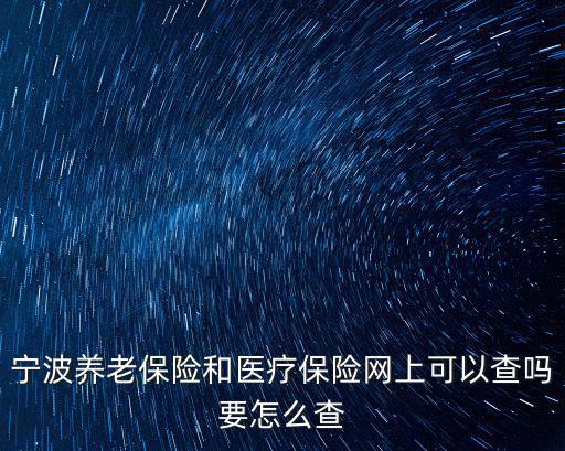 寧波養老保險和醫療保險網上可以查嗎要怎么查