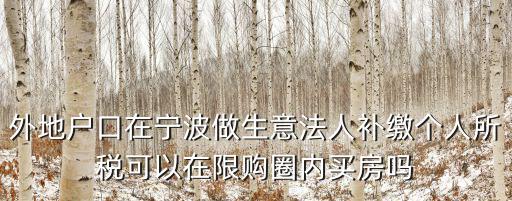 外地戶口在寧波做生意法人補繳個人所稅可以在限購圈內買房嗎