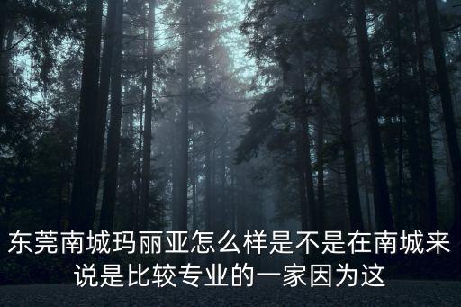 東莞南城瑪麗亞怎么樣是不是在南城來說是比較專業的一家因為這