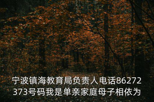 寧波鎮海教育局負責人電話86272373號碼我是單親家庭母子相依為