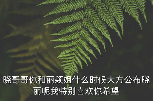 曉哥哥你和麗穎姐什么時候大方公布曉麗呢我特別喜歡你希望