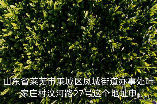 山東省萊蕪市萊城區鳳城街道辦事處葉家莊村汶河路27號這個地址申