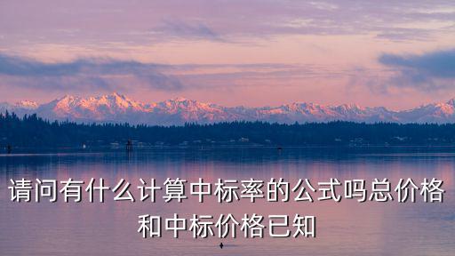 請(qǐng)問(wèn)有什么計(jì)算中標(biāo)率的公式嗎總價(jià)格和中標(biāo)價(jià)格已知
