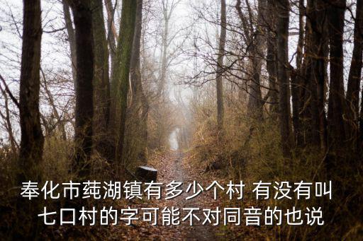 奉化市莼湖鎮有多少個村 有沒有叫 七口村的字可能不對同音的也說