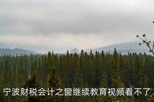 寧波財稅會計之窗繼續教育視頻看不了