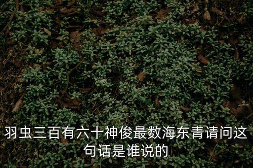 羽蟲，羽蟲三百有六十神俊最數海東青請問這句話是誰說的