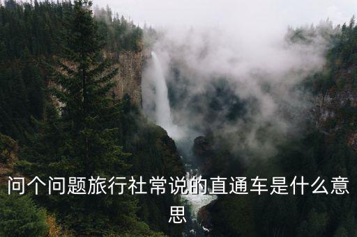 旅游直通車，問個問題旅行社常說的直通車是什么意思