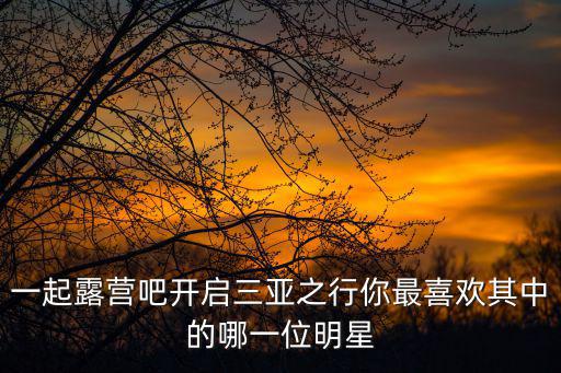 一起露營吧開啟三亞之行你最喜歡其中的哪一位明星