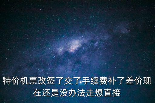 特價機票改簽了交了手續(xù)費補了差價現在還是沒辦法走想直接