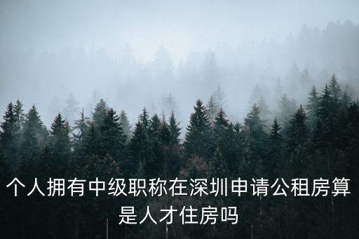 個人擁有中級職稱在深圳申請公租房算是人才住房嗎