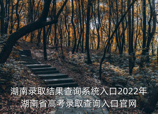 湖南錄取結果查詢系統入口2022年湖南省高考錄取查詢入口官網
