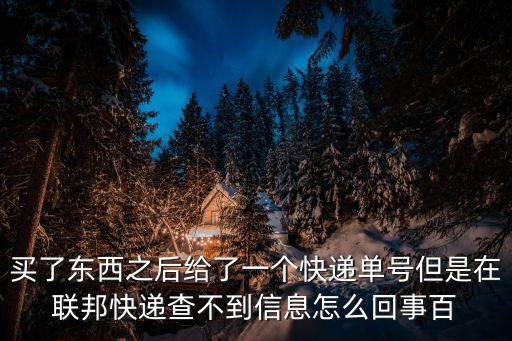 買了東西之后給了一個快遞單號但是在聯邦快遞查不到信息怎么回事百