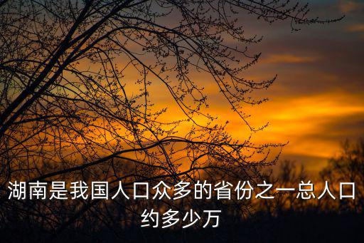 湖南是我國人口眾多的省份之一總人口約多少萬