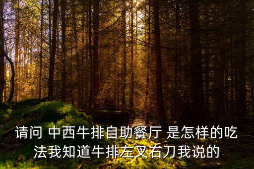 我家牛排自助餐廳，請問 中西牛排自助餐廳 是怎樣的吃法我知道牛排左叉右刀我說的