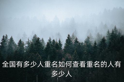 查同名同姓有多少人，怎么查同名同姓人數