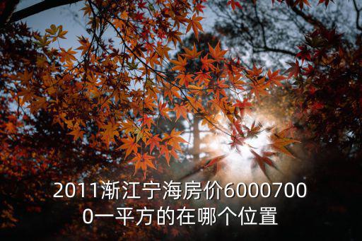 2011漸江寧海房價60007000一平方的在哪個位置