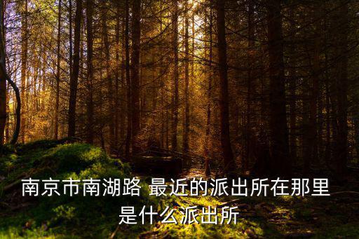 南湖派出所，南京市南湖路 最近的派出所在那里 是什么派出所