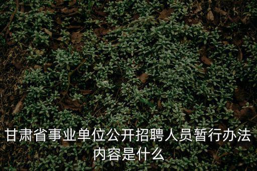 甘肅省事業單位公開招聘人員暫行辦法內容是什么