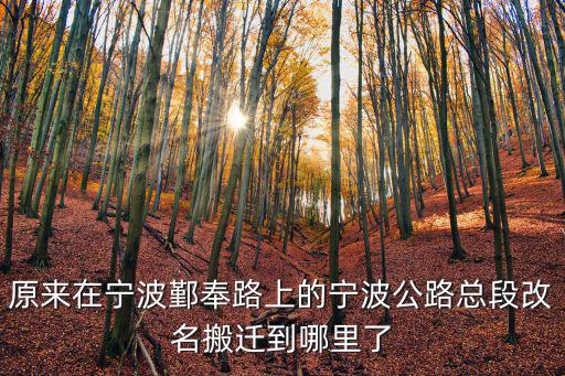 原來在寧波鄞奉路上的寧波公路總段改名搬遷到哪里了