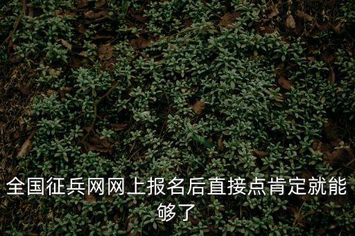 征兵網登錄，全國征兵網網上報名后直接點肯定就能夠了