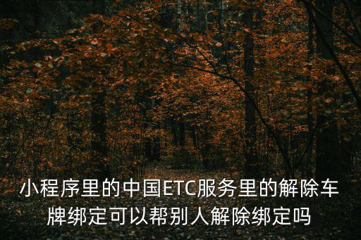 小程序里的中國ETC服務里的解除車牌綁定可以幫別人解除綁定嗎