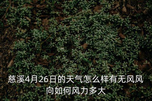 慈溪4月26日的天氣怎么樣有無風風向如何風力多大