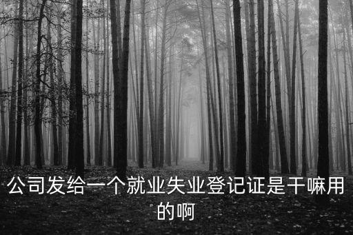 公司發給一個就業失業登記證是干嘛用的啊