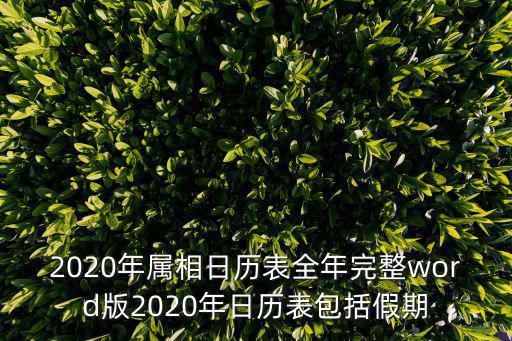2020年屬相日歷表全年完整word版2020年日歷表包括假期