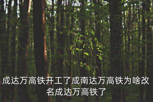 成達萬高鐵開工了成南達萬高鐵為啥改名成達萬高鐵了